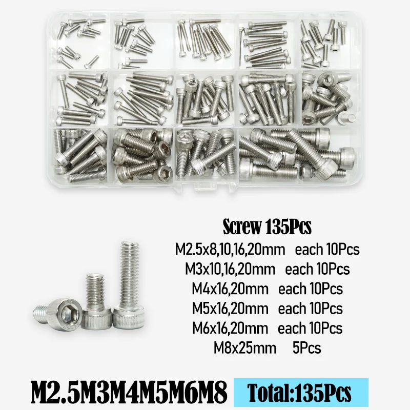 M2 M2,5 M3 M4 Messing-Einsatzmutter mit Gewinde und Sechskant-Innensechskantschraube aus Edelstahl 304, mit wärmegekarteltem Muttern-Set – Detail 7