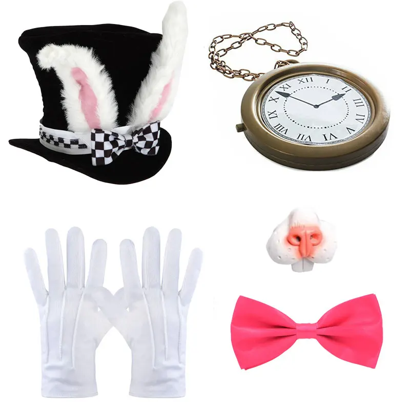 PESENAR Easter White Rabbit Costume Mad Hatter Costume Bunny Dress Up Costume Accessory