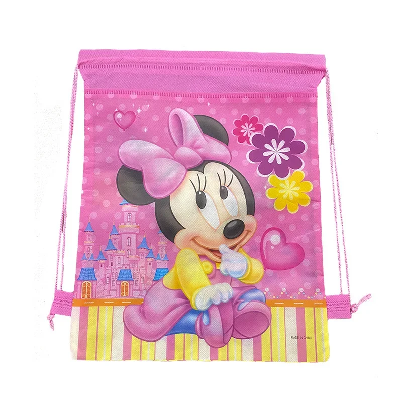 Portable Mickey Minnie Mouse Drawstring Bag Cartoon Kids Backpack Shopping Traveling Bags for Children