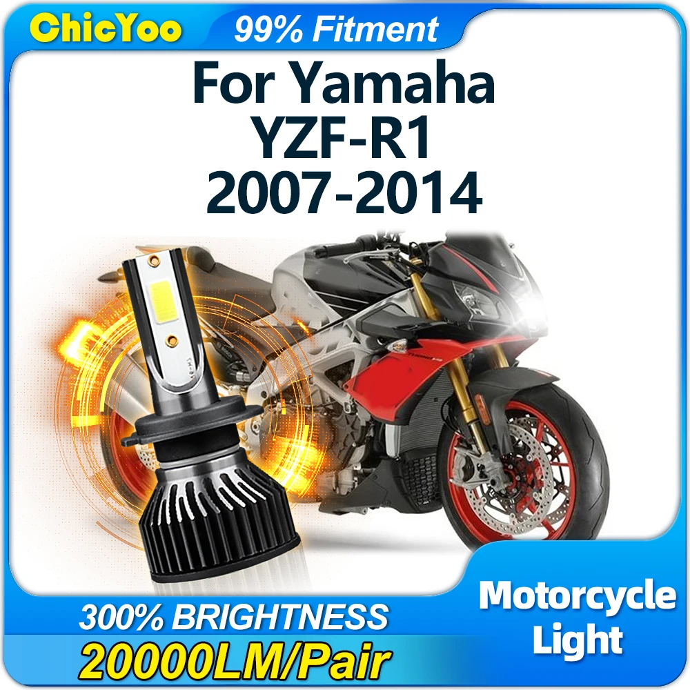 

H7 Motorcycle LED Headlight Bulb 20000LM CSP Chips Moto Lamp 12V 24V For Yamaha YZF-R1 2007 2008 2009 2010 2011 2012 2013 2014