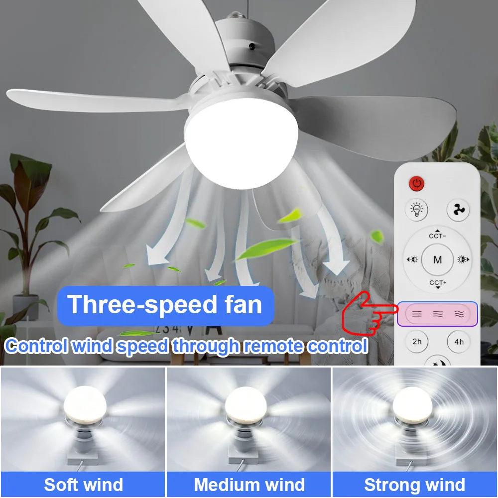 35W LED Ceiling Fan Lamp E27/E26 Recessed Light Bulbs With Remote Control Dimmable Bedroom Living Room Home 4/6Blades Silent Fan