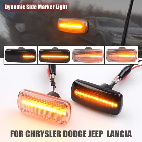 2Pieces Led Dynamic Side Marker Turn Signal Light For Chrysler 200 300 Sebring Dodge Caliber Nitro Grand Caravan Lancia Flavia