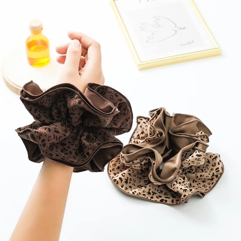 

Korean Style Four-Layer Overlock AB Face Double Stitching Leopard Hair Band Temperament Wild Bun Headdress Flower Fashion