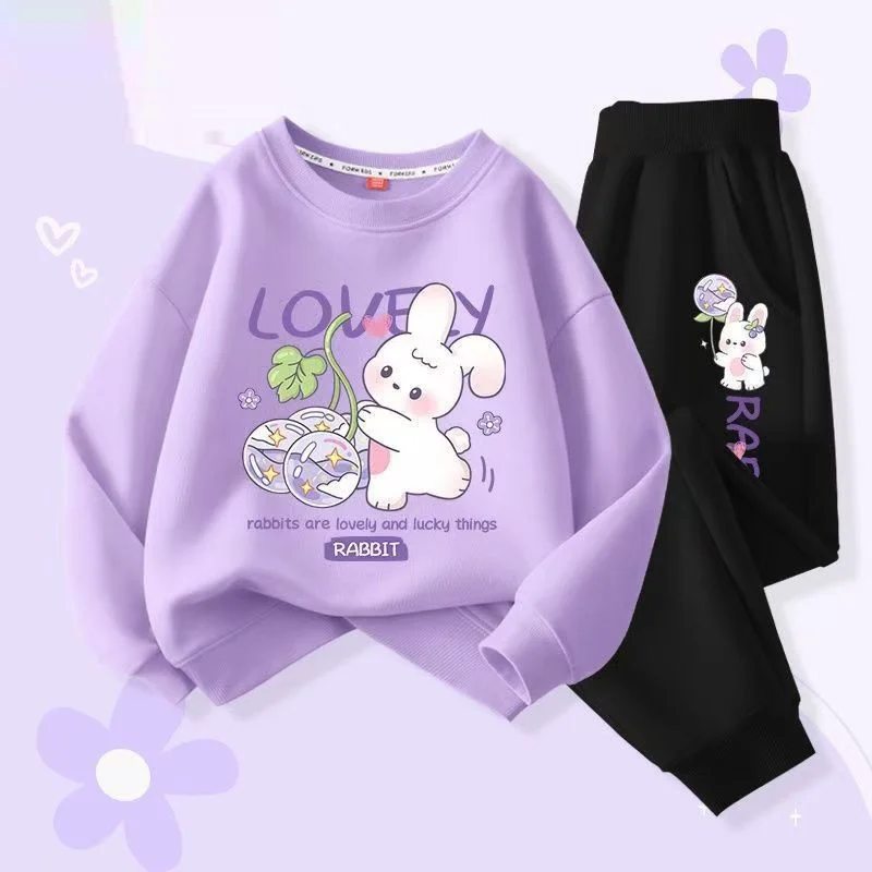 Autumn Baby Girls Clothes Set Kid Heart Printed Sweatshirts Pullover Top And Pants 2 Pieces Suit  Children Sweet Tracksuits