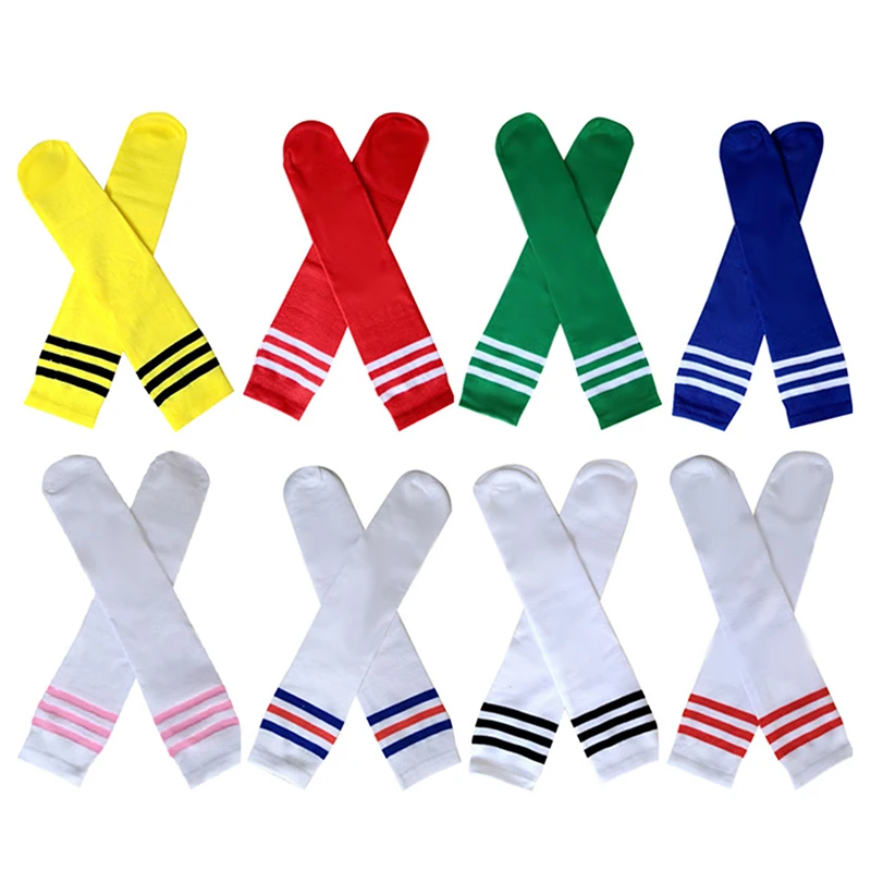 

New Solid Colour Striped Football Sports Socks Kids Football Long Knee Antislip Stockings Children Baseball Ankle Socks