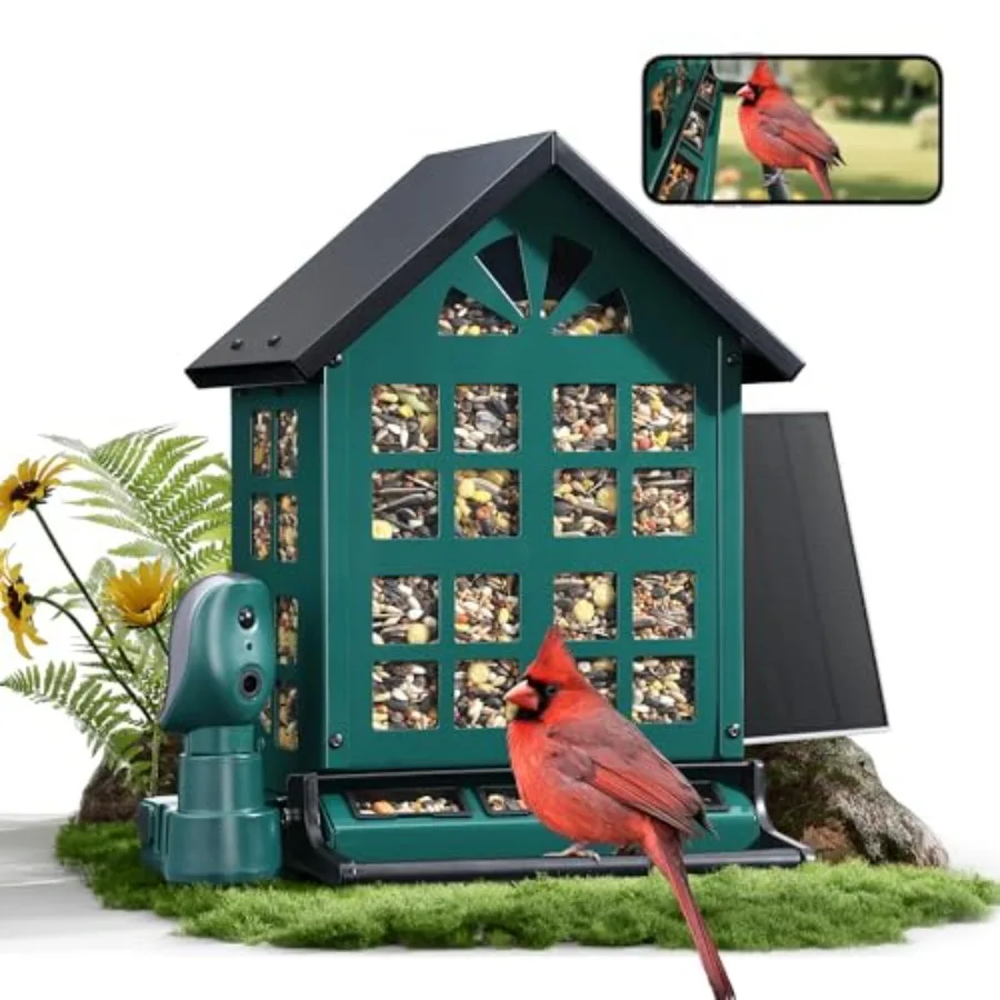 

Умная кормушка для птиц 2K с камерой, металлическая, защита от белок, на солнечной энергии, с ИИ-распознаванием, мгновенными оповещениями, облачным хранилищем – идеальное решение