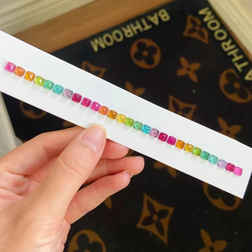 

Модный новый браслет из натурального турмалина с огранкой «пирамида», 5 мм, с эффектом переливающихся оттенков, с драгоценным камнем