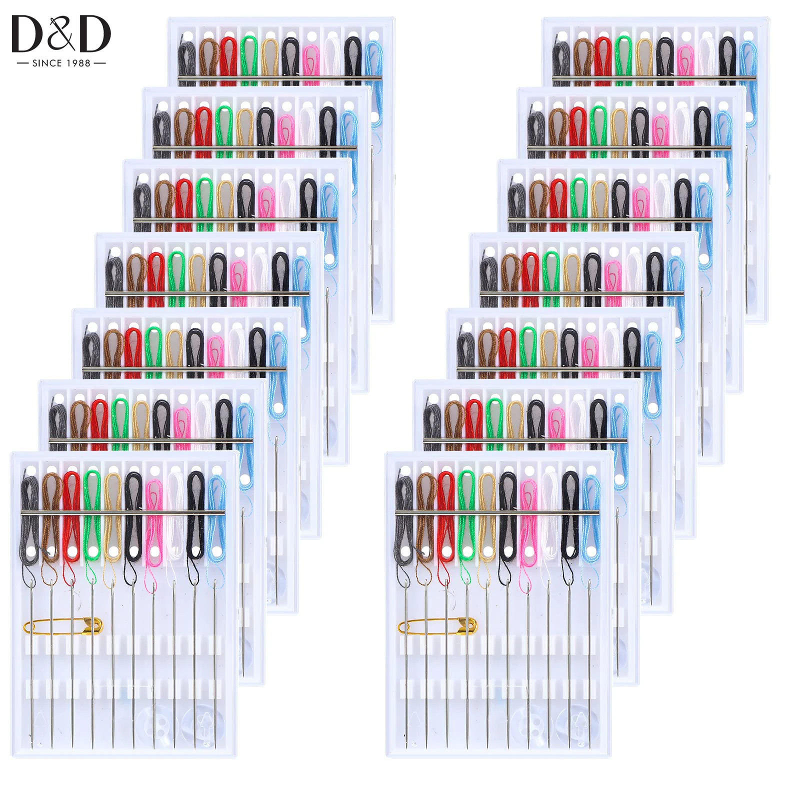 

10 boxes Mini Sewing Kit Easy Threaded Needle Quick Fix Threaded Needle with Plastic Box Needle Holder for Home Travel