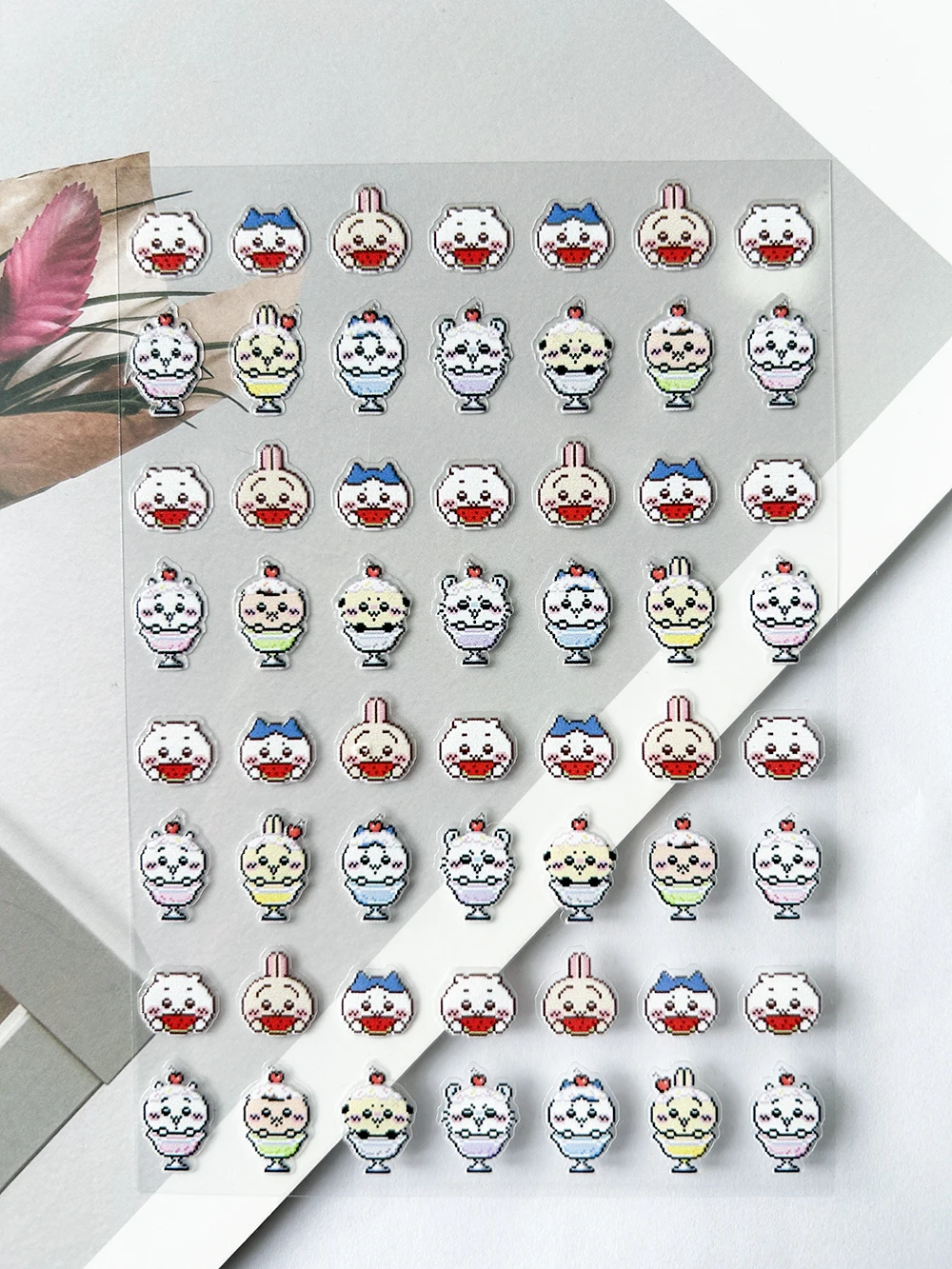 بولي كلوريد الفينيل نمط جديد صغير Chiikawa Usagi Hachiware ملصق بالجملة Decrate جراب هاتف كوب ماء ملصقات لوحة المفاتيح هدايا عيد ميلاد لطيف #1