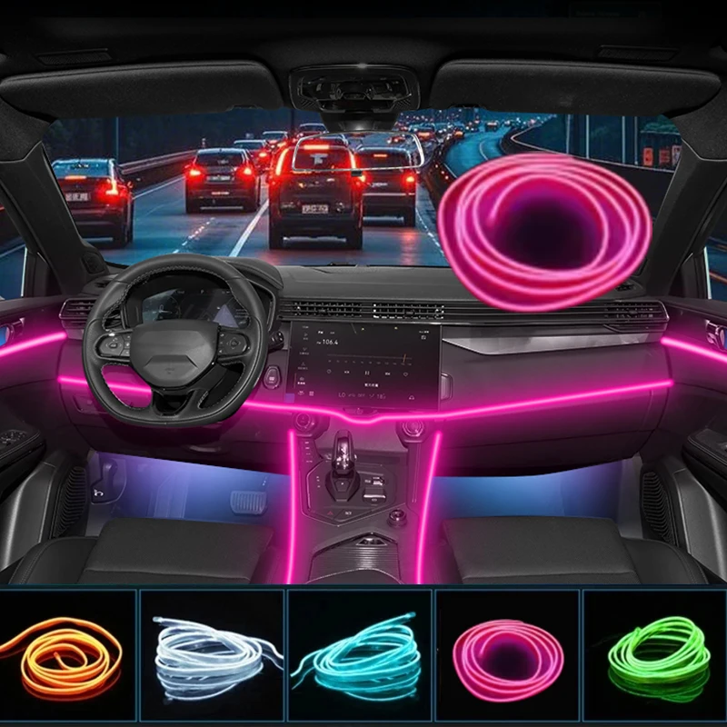 Car Inside Decorative Cold Light Dashboard Console LED Ambient Lamp Strips 1-5M