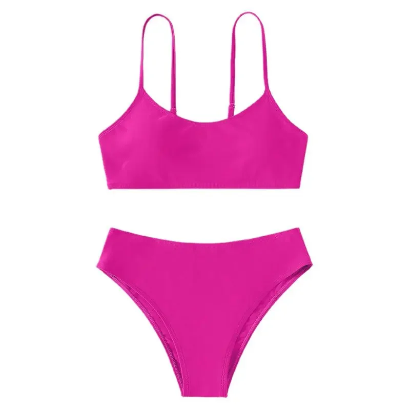 8-14 Years Solid Color Bikini Set t Kids Swimwear Swimsuit Teenager Bathing Suit Beachwear Children Girls