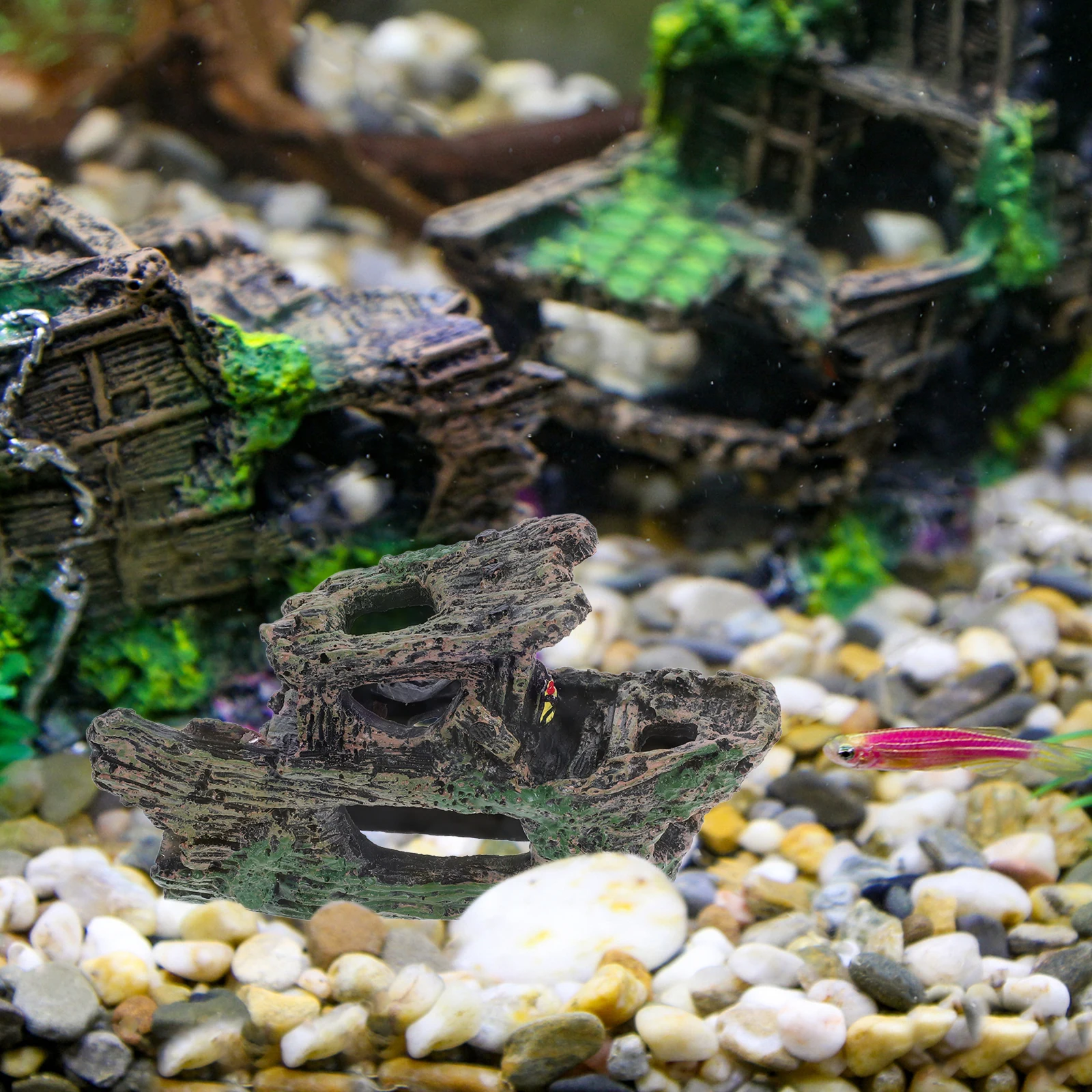 

Aquarium Shipwreck Decoration Resin Hollow Tree Trunk Hideaway Ornament Artificial Driftwood Rock Tank Logs Aquarium Landscape