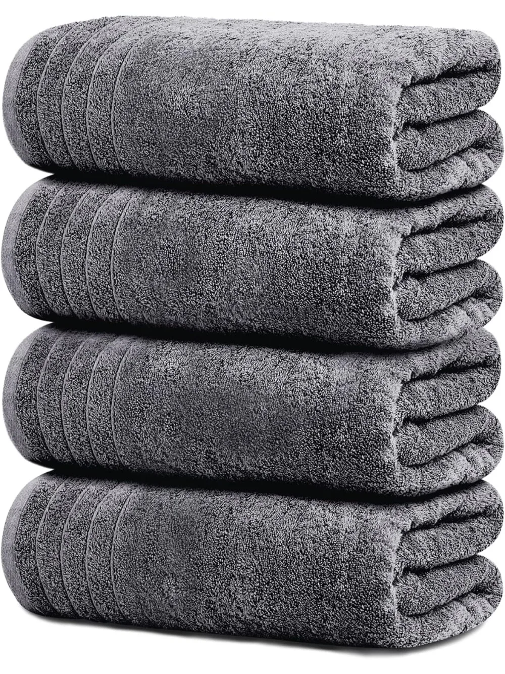 

4 Pack Extra Large Bath Towels 30x60 Inch, 100% Cotton, Soft Quick-Dry Absorbent, Dark Grey