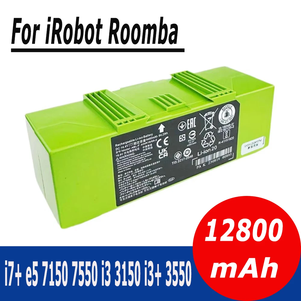 

Замена аккумулятора i7 14,4 В, 12800 мАч для iRobot Roomba e и i Series i7+ e5 7150 7550 i3 3150 i3+ 3550 i4 4150 i4 Аксессуары