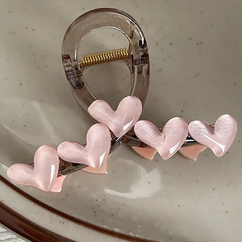 Pinza para el pelo con forma de corazón de gelatina para mujer y niña, accesorios de tocado de verano, acrílico, antideslizante, fuerte tiburón, 1 ud.