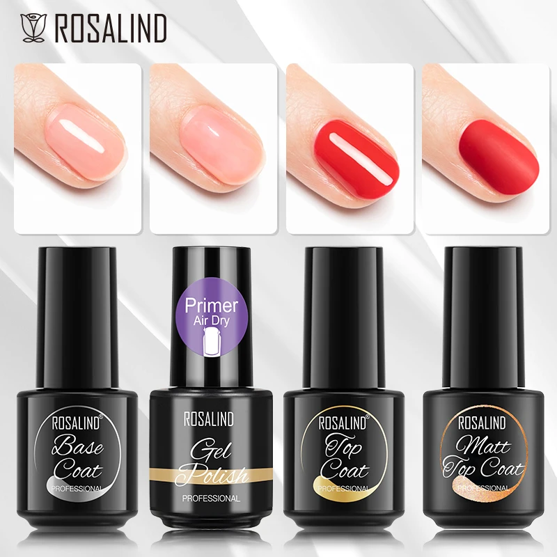 ROSALIND LILYCUTE Fast แห้ง Rimer Matt Top Gel Top Coat UV Gel เจลที่มีสีสันเล็บสำหรับเล็บกึ่งถาวร Soak Off