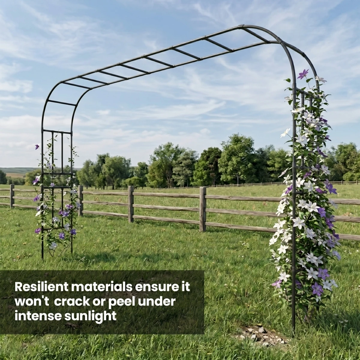 Garden Arch Trellis for Climbing Plants Outdoor, Large PE-Coated Metal Garden Arch Arbor Trellis for Vines, Backyard Garden Deco