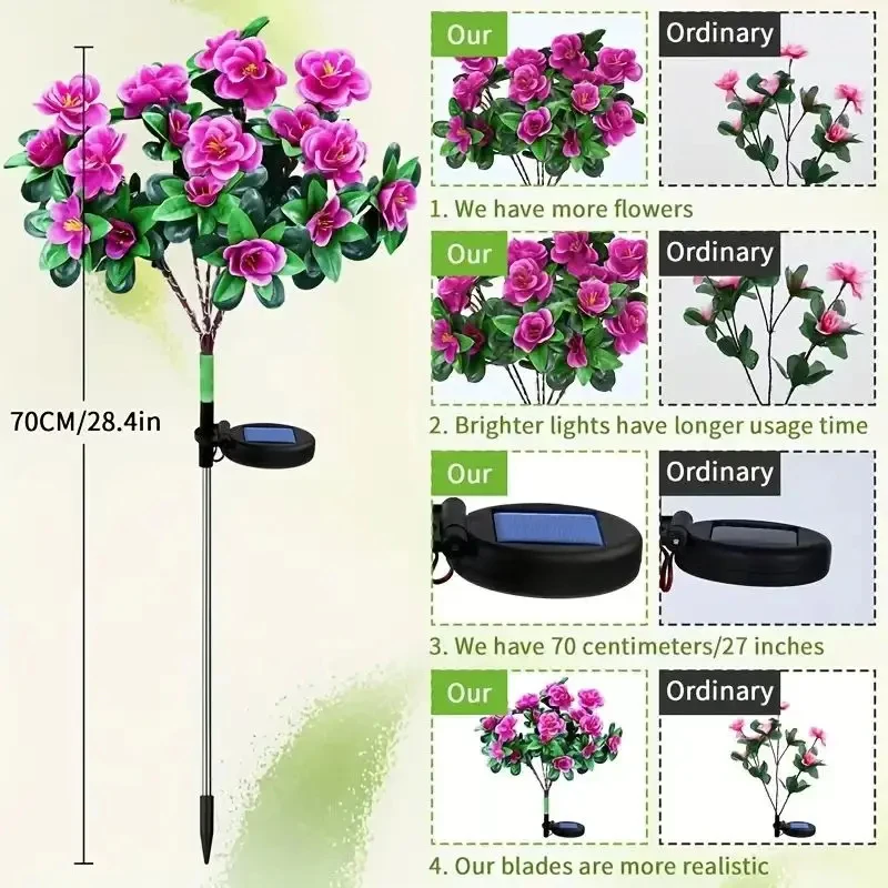 Simple Fashion LED Solar Flowers Lamp Outdoor Decorative for Garden Yard Lawn Path Lighting Holiday Wedding Decor Home Interior