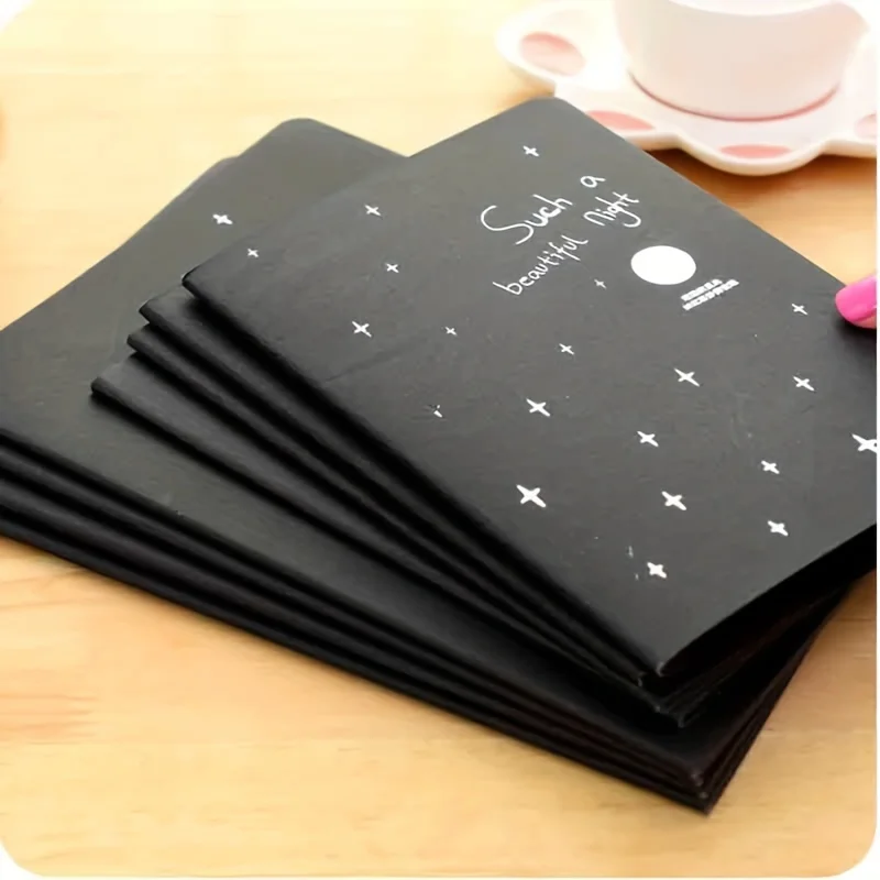 2PCS, Creative Blank Black Paper, diary, DIY Doodle Black Sketch Drawing, Primary School Nnotebook Hand Book Learning Stationery