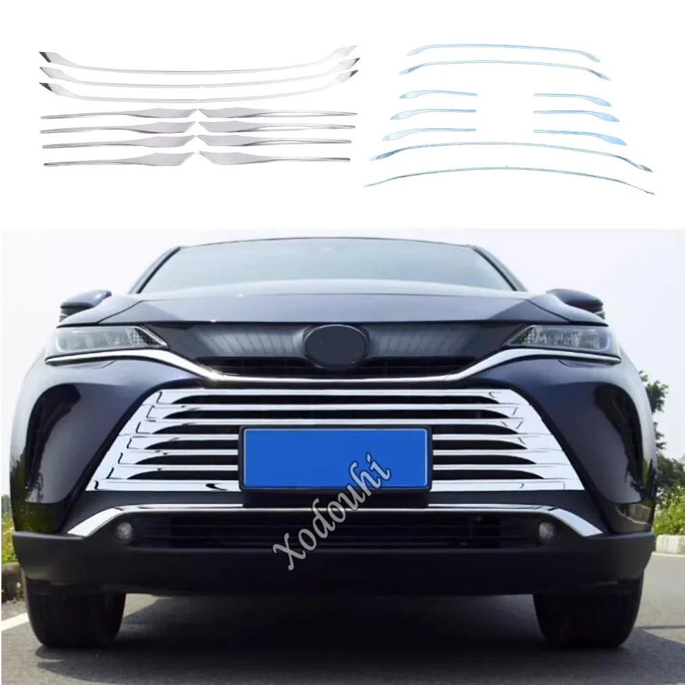 For Toyota Venza/Harrier 2021 2022 2023 2024 Stainless Steel Car Front Bumper Grille Grill Trim Cover Frame Exterior Accessories