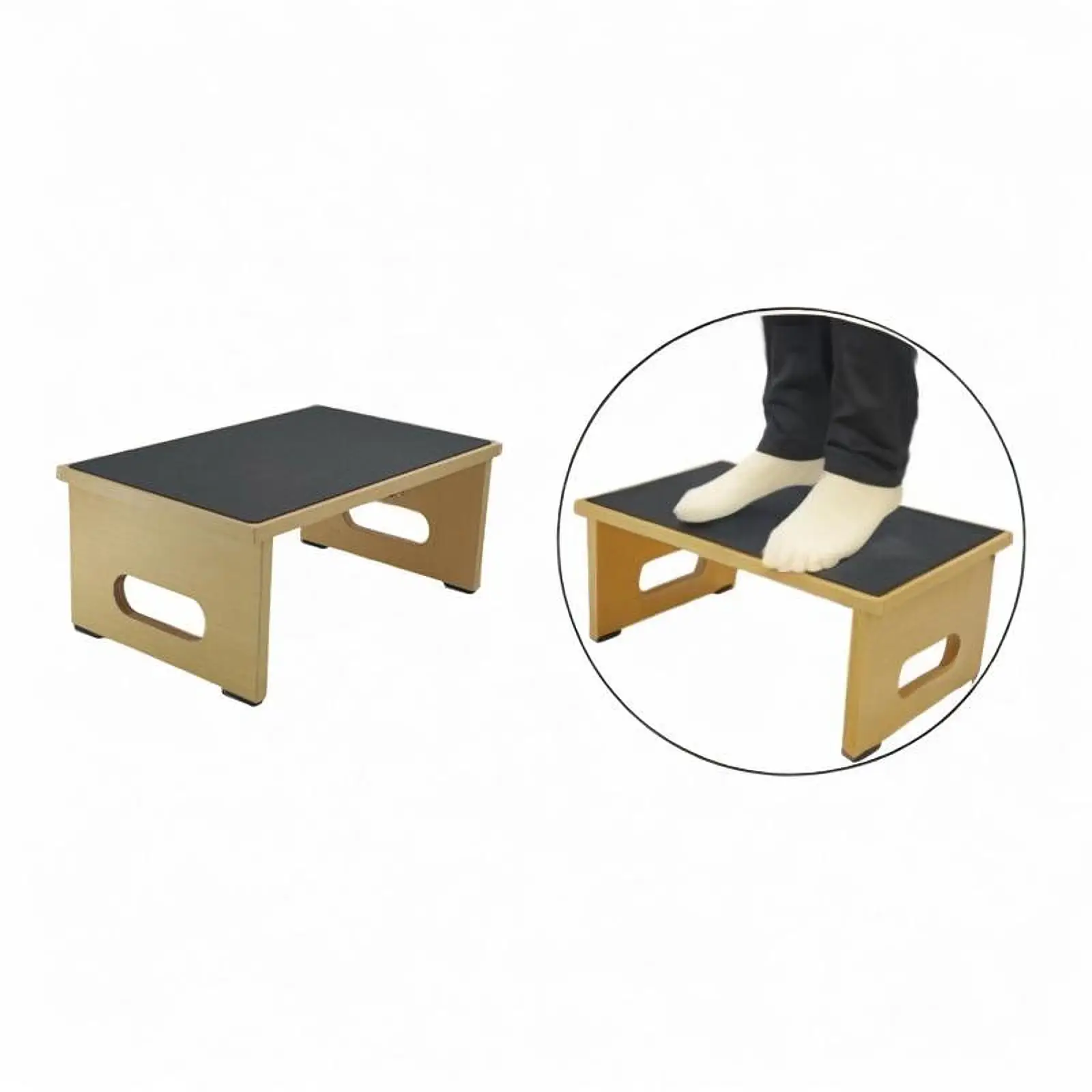 

Step Stool Footstool Sturdy Non Slip Surface Wood for Home Bathroom Seniors