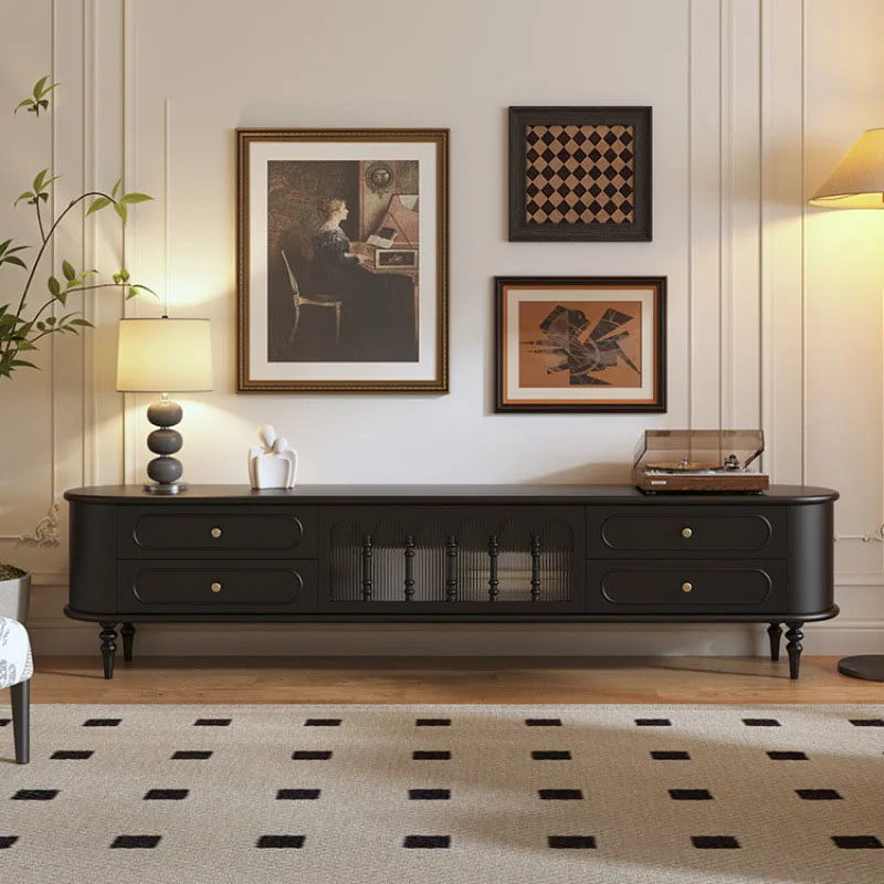 Aesthetic Vintage Tv Cabinet Drawers Luxury Black 180Cm High Quality Tv Cabinet Clearance Sale Fernsehtisch Furniture Home