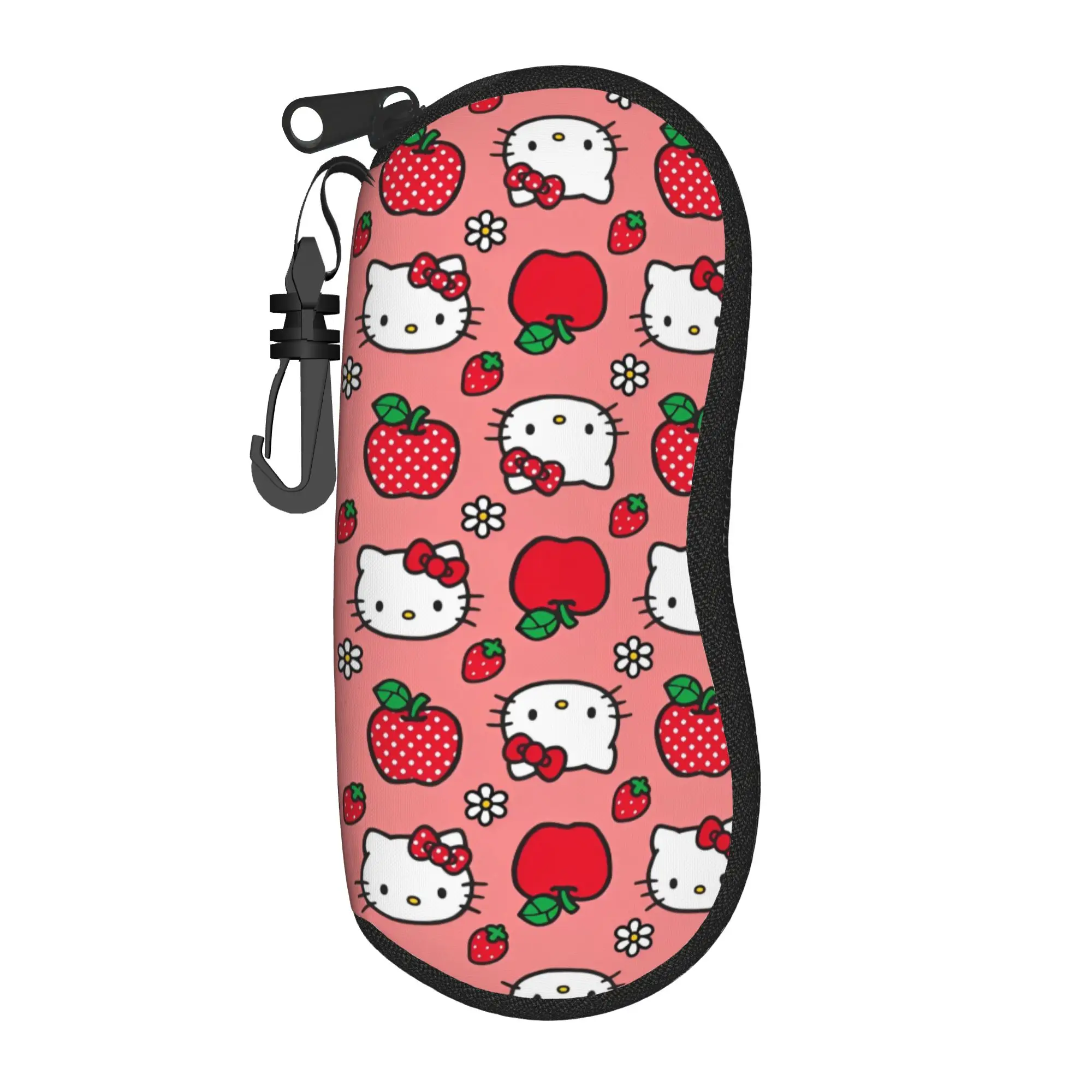 

Чехол для очков Hello Kitty с мультяшным рисунком клубники, модный чехол на молнии для мужчин и женщин, коробка для хранения очков, защитный футляр для очков