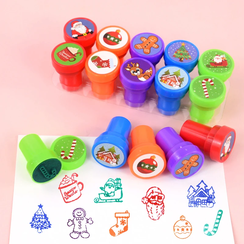 10pcs/Set Kids Toys Self-Ink Stamps Cartoon Animals Unicorn Assorted Stamps Scrapbooking DIY Painting Christmas Birthday Party