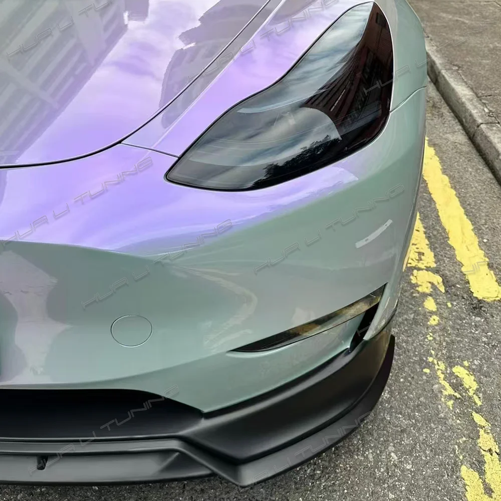 For Tesla Model 3 Y etc. PET Dreamy Gray Phantom Purple Vinyl Wrap LowTack 1.52*17M/Roll 5x56ft Air Bubble Free HQ Auto Film