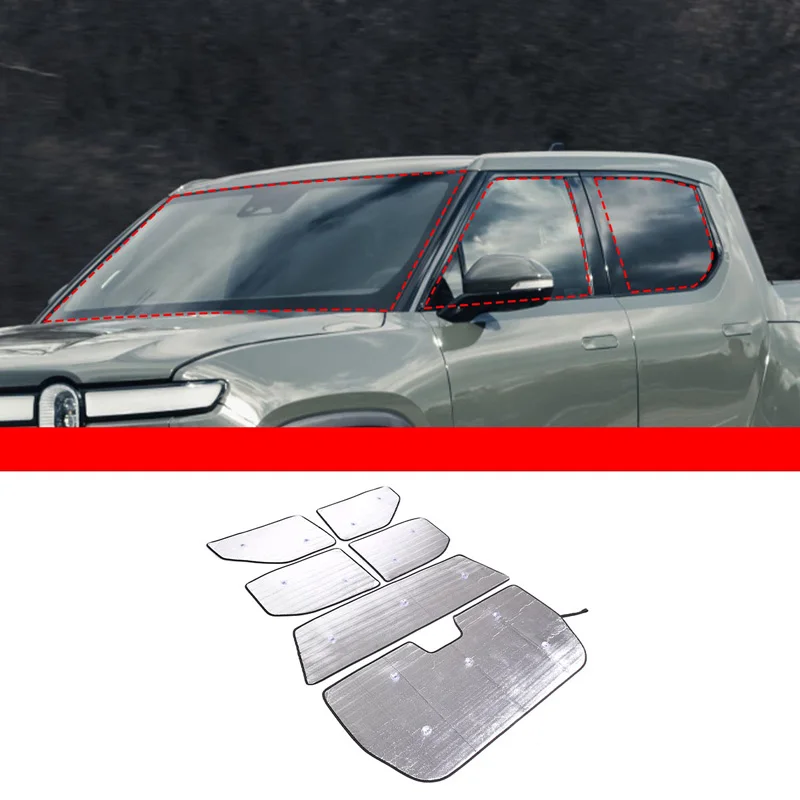 

For RIVIAN R1T Pickup 2022 Aluminum Foil Silver Car Front Windshield Full Window Glass Sun Protection Parasol Car Accessories