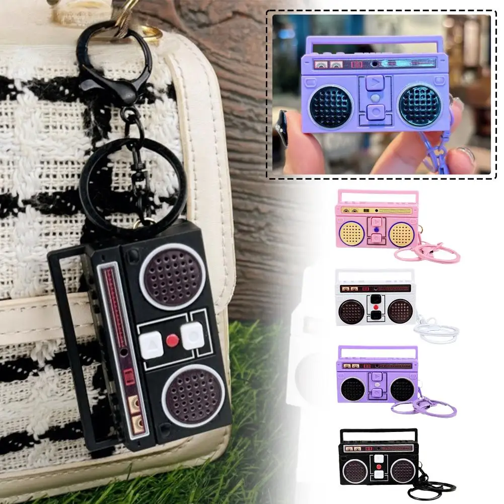 Mini Retro Radio Keychain Can Record And Play Fun Music Box Pendant Personalized Keychain Couple Gift Bag Pendant For Girlf M2E9