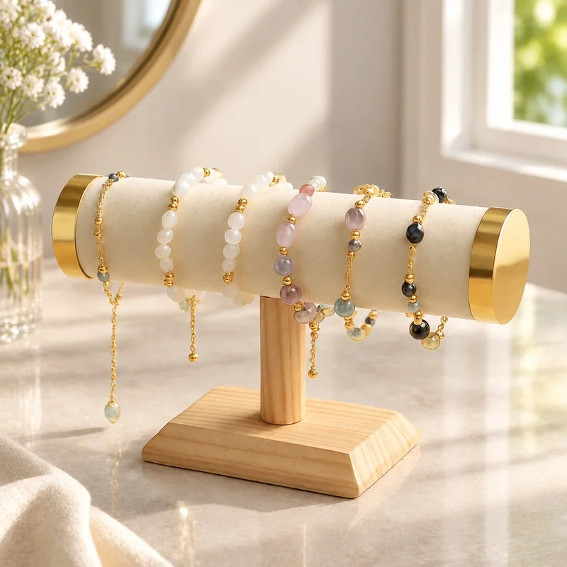 Gold-Tone Metal T-Bar Jewelry Organizer for Bracelets, Necklaces, Watches, and Hair Accessories