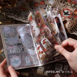 20 Sheets Vintage PET Sticker Book Diy Diary Decoration Plant Flower Butterfly INS Sticker Album Scrapbooking Kawaii Stationery