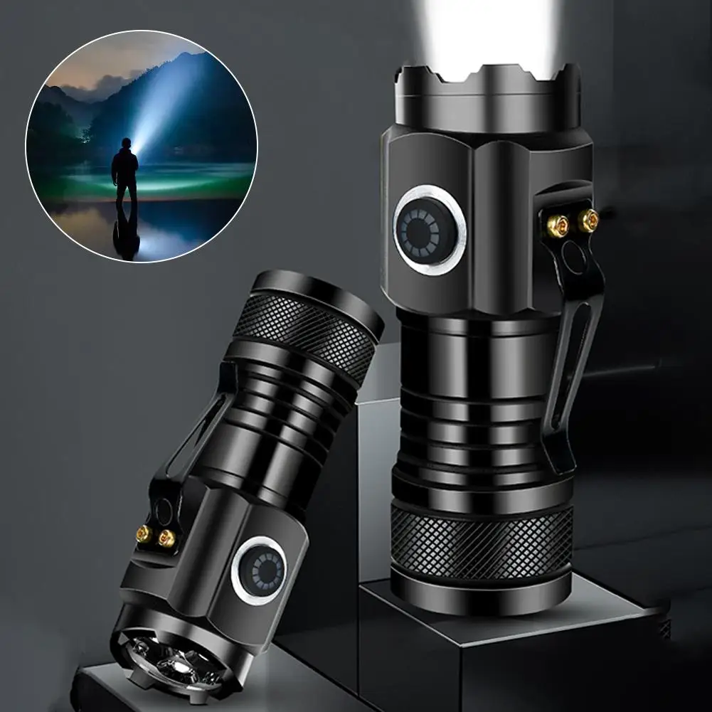 Three-eye Small Steel Cannon Flashlight Rechargeable Super Lighting Portable Remote Bright Lighting Home E3H8