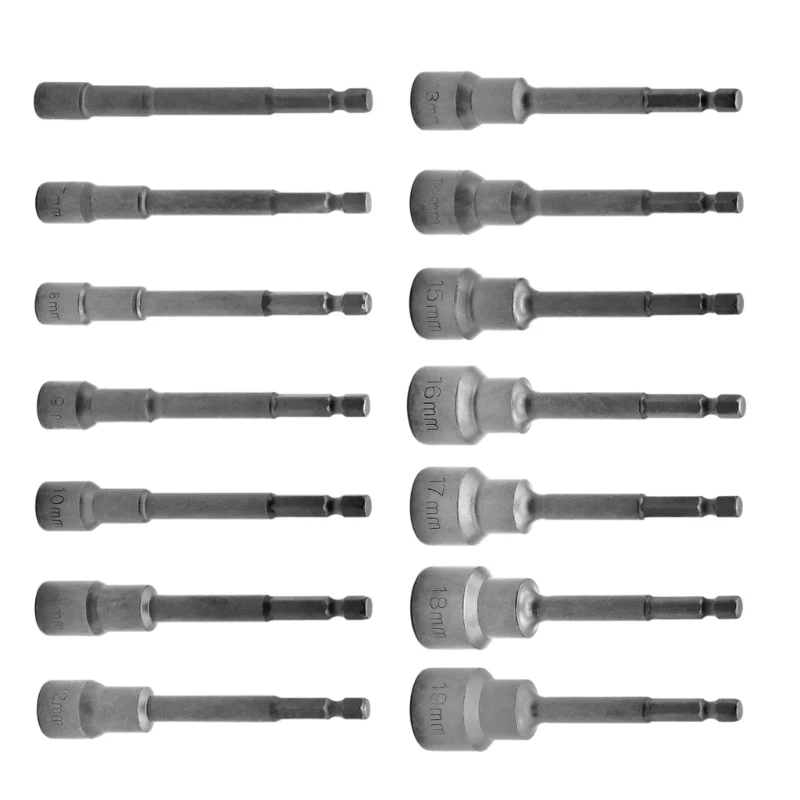 6-19mm Nut Setters Driver Drill Bit 1/4inch Nut Driver Socket Extension Adapters for Electric Hand Drill