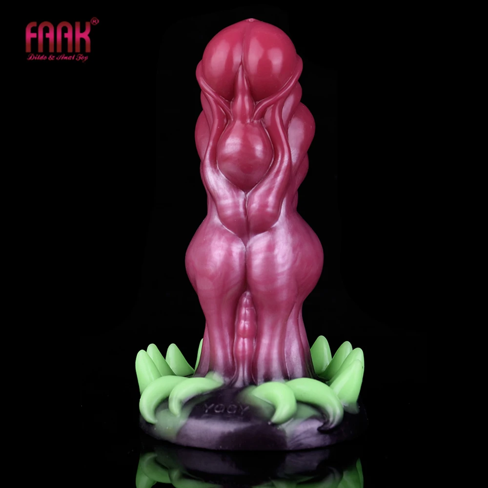 FAAK Fantasy Knot Dildo With Sucker Textured Satisfaction Monster Penis Luminous Sex Toys For Women Men Silicone  Anal Plug