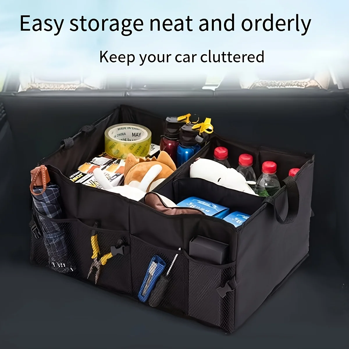 

2pcs Portable Car Trunk Organizer - Reinforced Foldable Space-Saving Modern Stylish Storage Solution