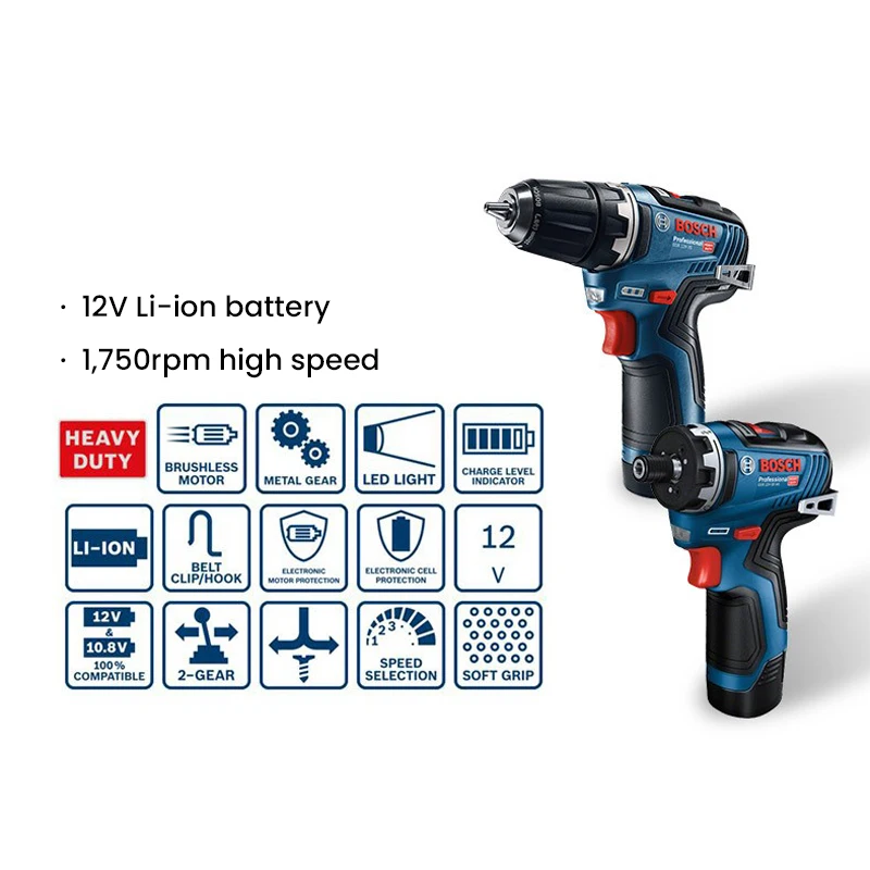 Bosch GSR 12V-35 Rechargeable Cordless Electric Drill Screwdriver Multi-Function Brushless Drill Household Screwdrive No Battery