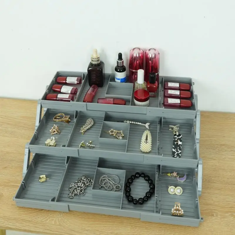 

2 Tier/3 Tier Expandable Drawer Organizer Nightstand Vanity Desk Jewelry Cosmetic Divider Foldable Makeup Desk Storage Holder