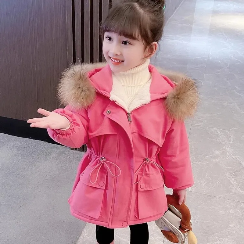 

Baby Girl Thick Coat Autumn/Winter New Children's Cotton Coat with Fleece Collar Cotton Jacket 100-150cm