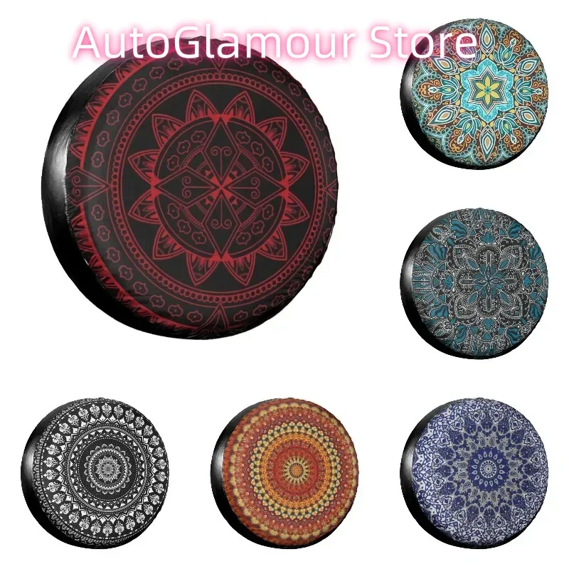 

Красный теплый чехол для запасного колеса с мандалой, чехол для Hummer Boho, пыленепроницаемые автомобильные аксессуары 14 дюймов, 15 дюймов, 16 и