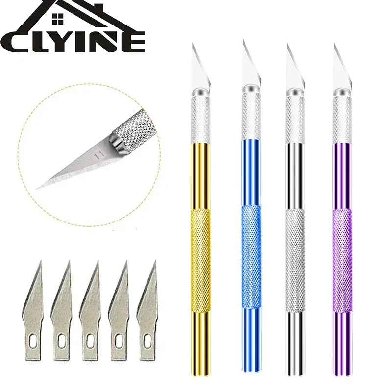 Engraving Non-slip Metal Knife Kit Engraving Process Knife+ 5/10/25pcs Blade Cutter Mobile Phone PCB DIY Maintenance Manual Tool