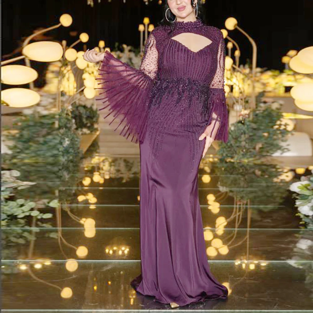 

Вечернее платье винограда по индивидуальному заказу с жакетом, расшитое бисером, торжественный наряд для свадебного гостя, атласные платья с бисером, платья de festa