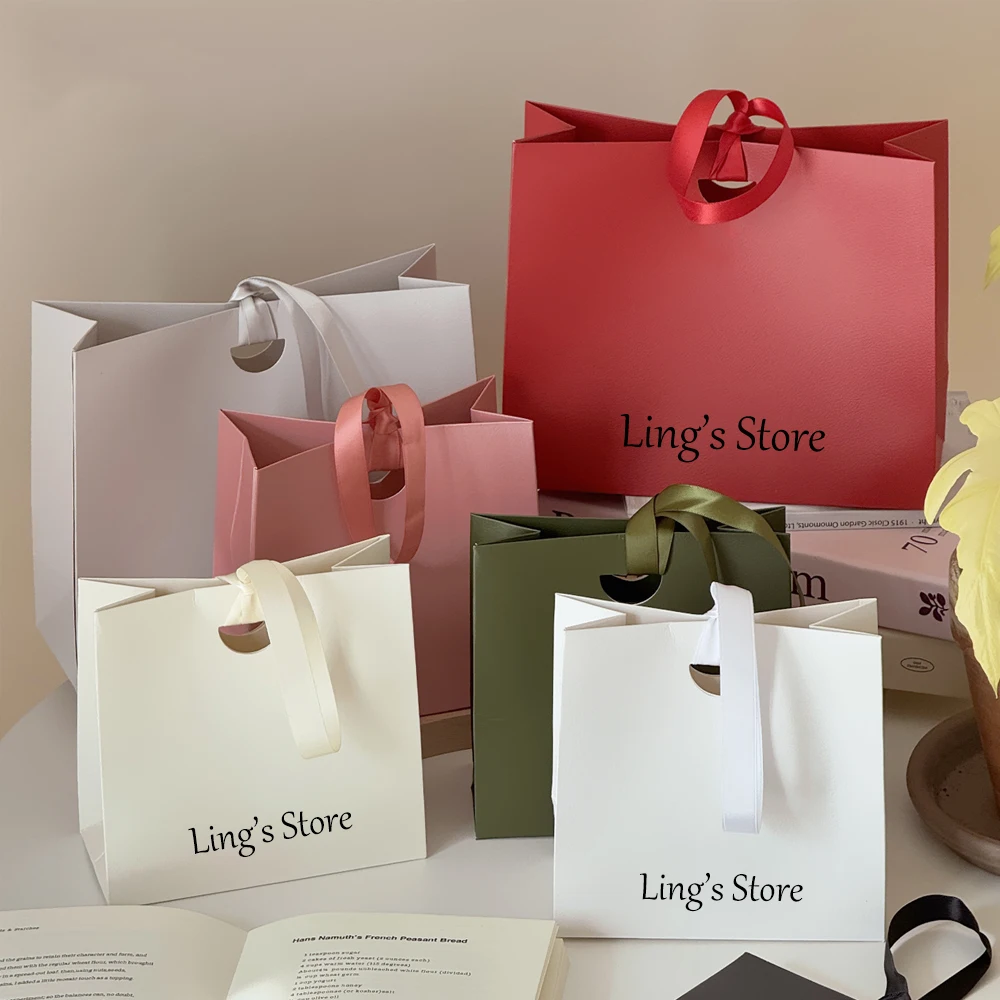 

20/50/100 шт. Подарочные бумажные пакеты с логотипом на заказ, 15.5x14.5x7.5 см, 22x18x8.5 см, для ювелирных изделий, косметики, свадебных подарков, конфет, с ручками