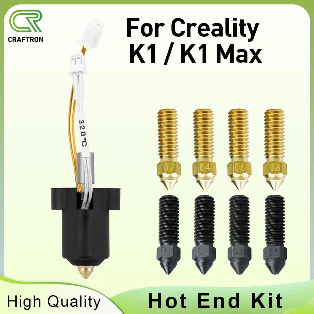 

Для Creality K1 Hotend K1 Max комплект сопел керамический нагревательный блок сопла экструдер высокая скорость для Creality K1 Hot End