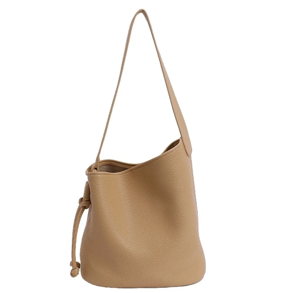 

Casual Solid color Women Shoulder Bag Korean Leisure Soft Leather Bucket Bag Pu Leather Commute Underarm Bag Ladie