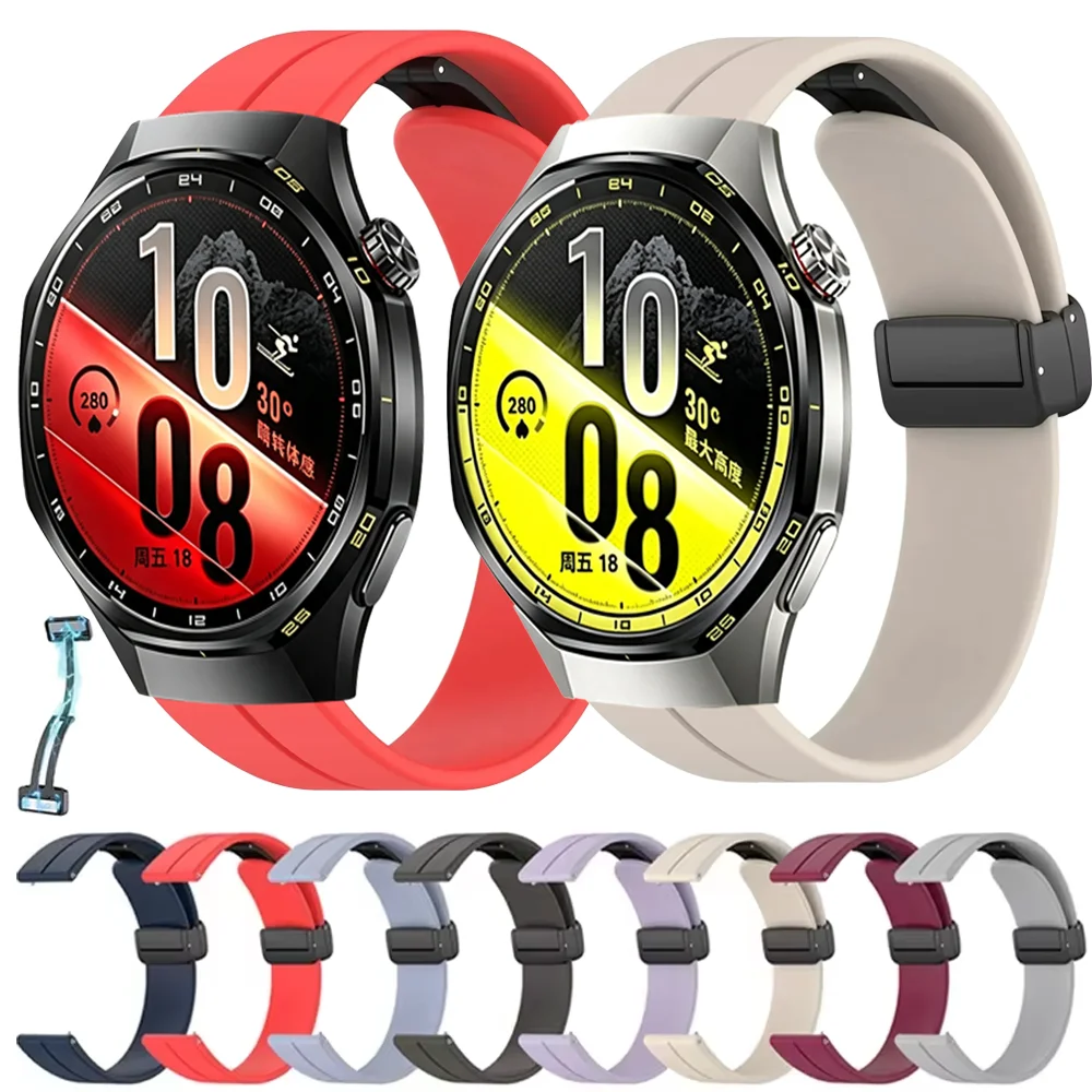 20/22mm Silicone Strap for Huawei Watch GT7 Pro GT7 GT6 5 4 46mm Magnetic Buckle Wristband Amazfit Bip 6 Max Balance 3 2 Correa