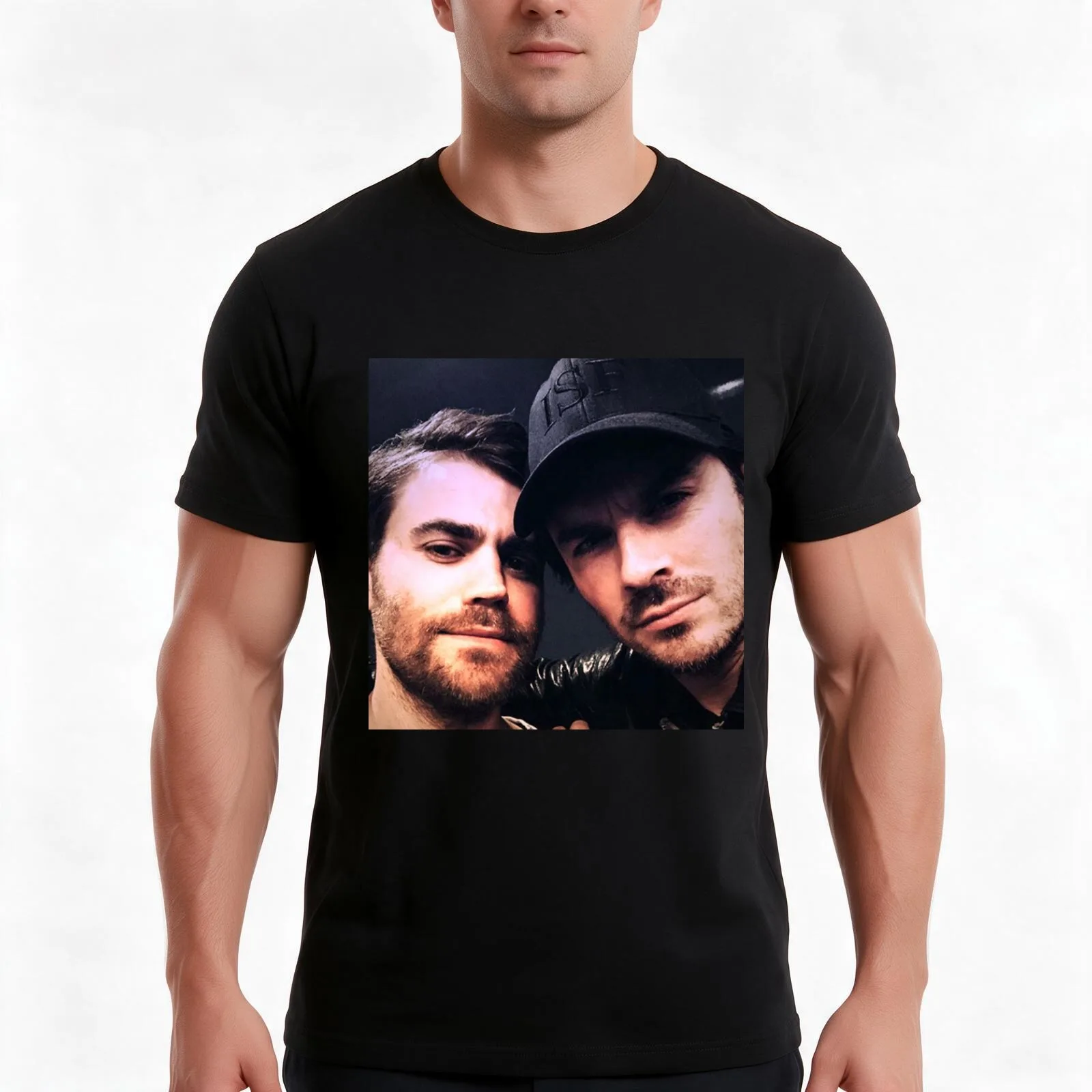 Paul Wesley and Ian Somerhalder T-Shirt Summer Casual Cotton Tee Oversized Streetwear Tops Vintage Graphic Print 100% Cotton
