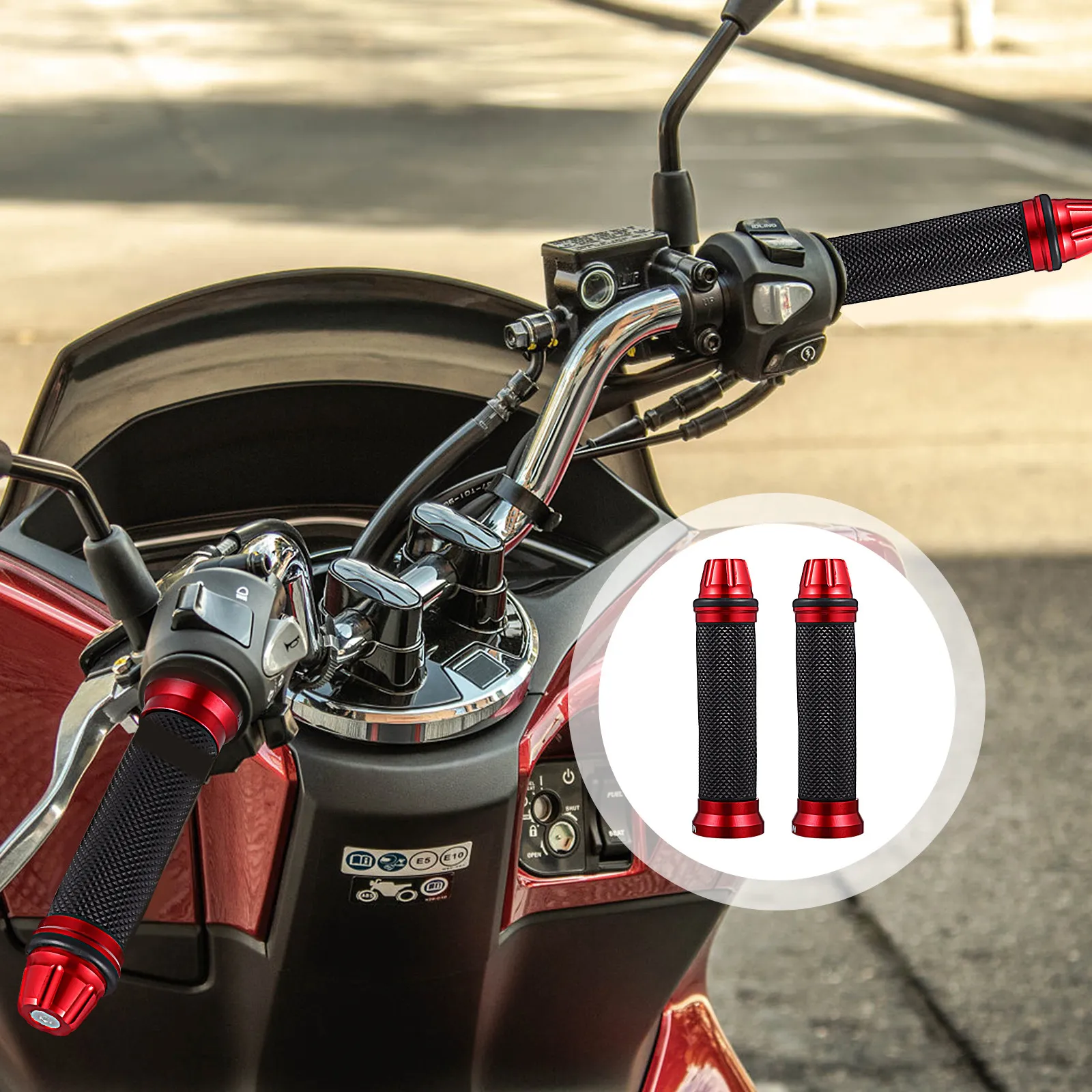 

1Pair Motorcycle Grips Sturdy Long-Lasting Handlebar Hand Grip Cover for Motorbike Anti-Slip Safety Ride Enhanced Look Easy