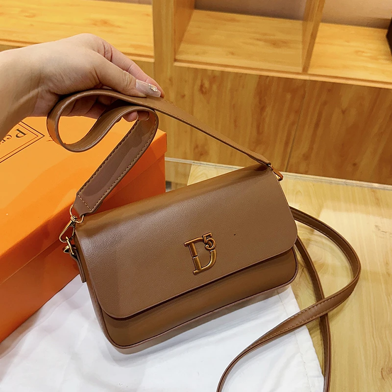 Retro Solid Color Shoulder Bags for Women 2024 Winter PU Leather Lady Underarm Bag Vintage Handbags and Purses